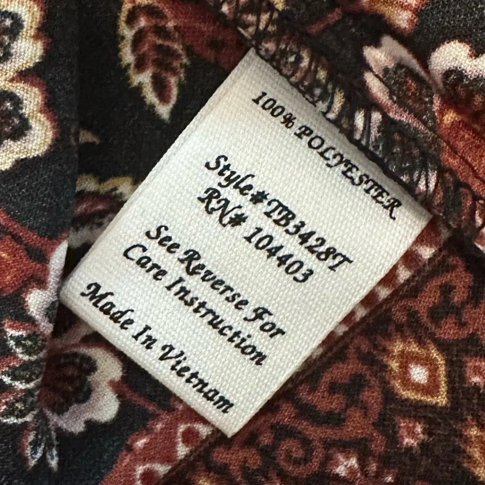 Lightweight crop pink multicolor floral blouse size L #1171 - Picture 6 of 7